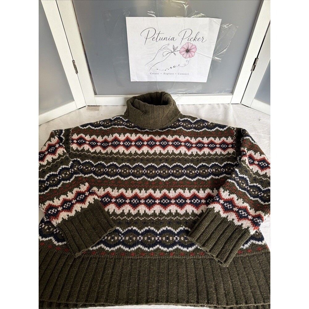 Barbour Helen Knitted Jumper Sweater Size 4 Green Multi